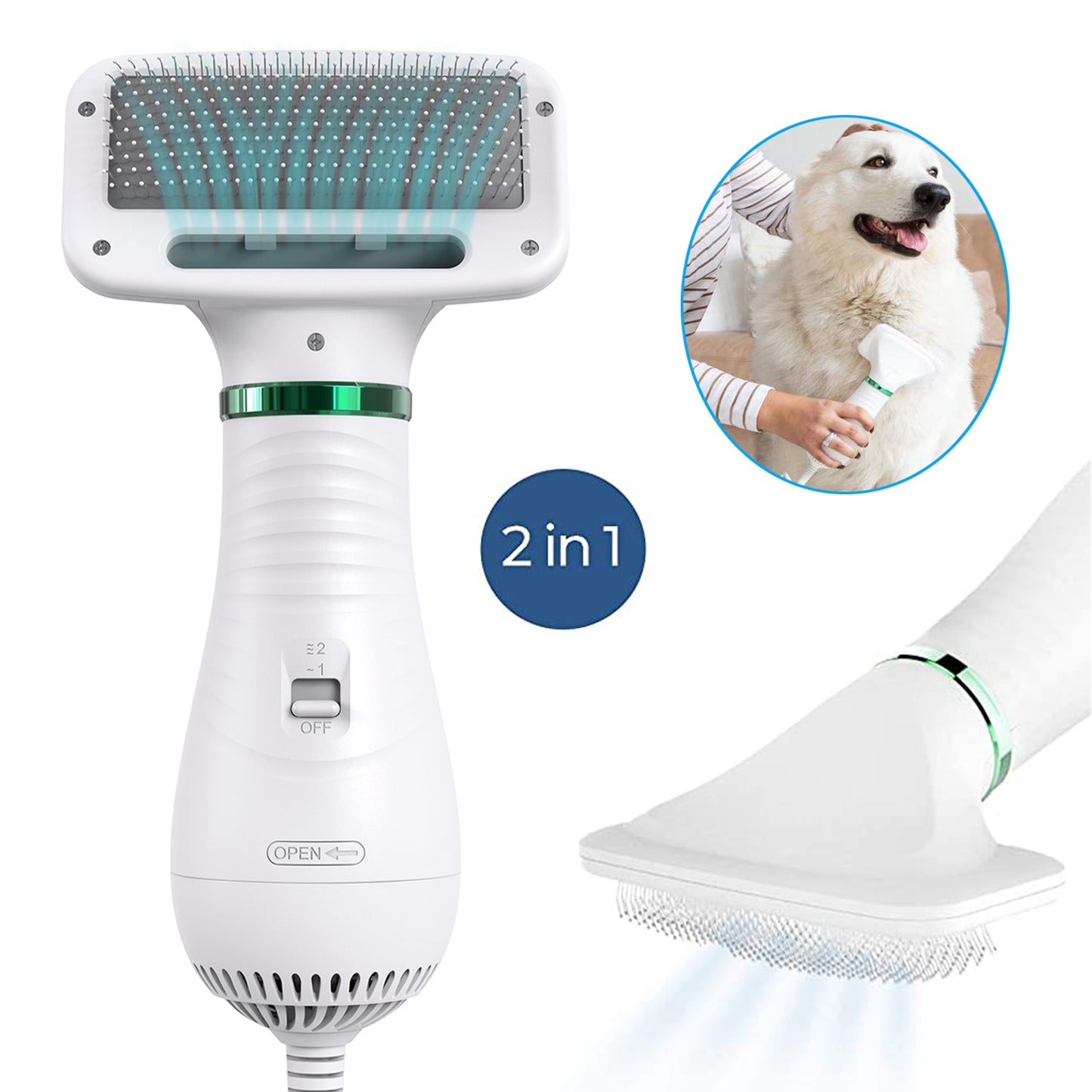 2-In-1 Portable Dog Dryer Dog Hair Dryer And Comb Brush Pet Grooming Cat Hair Comb Dog Fur Blower Low Noise