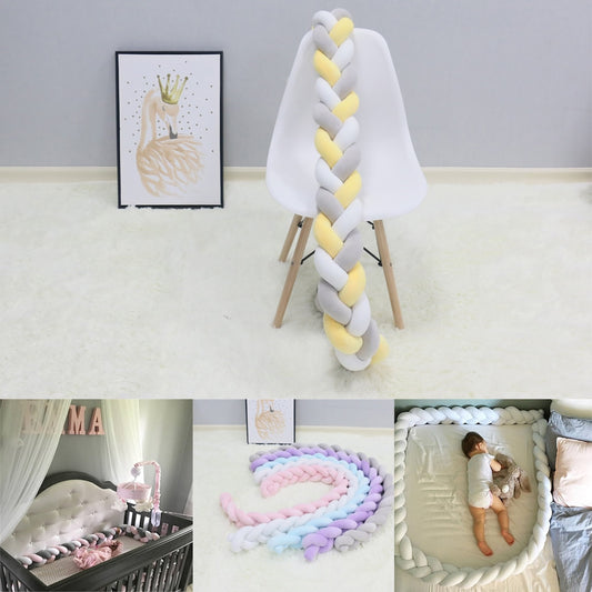 1Pcs 1M/2M/3M Baby Handmade Nodic Knot Newborn Bed Bumper Long Knotted Braid Pillow Baby Bed Bumper Knot Crib Infant Room Decor