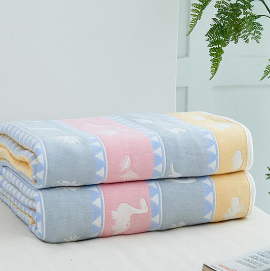 100% Cotton Summer Quilt Baby Bedding Blanket 90*100 cm Six Layers Muslin Newborns Receiving Swaddle Gauze Toddler Bath Towel