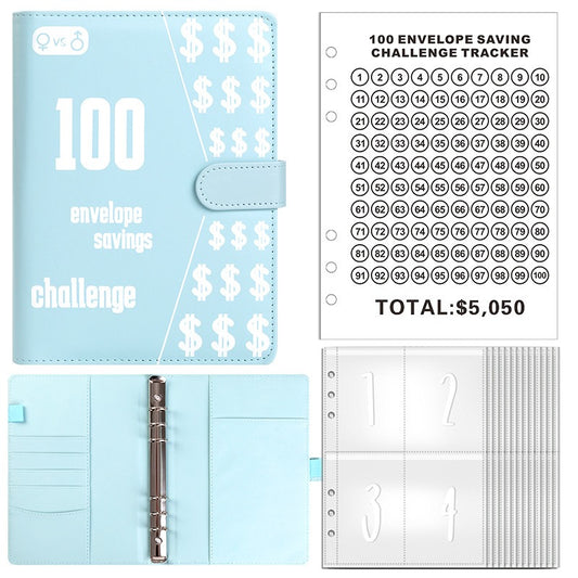 100 Envelope Challenge Binder Couple 100 Day Challenge Savings Handbooks Notebook