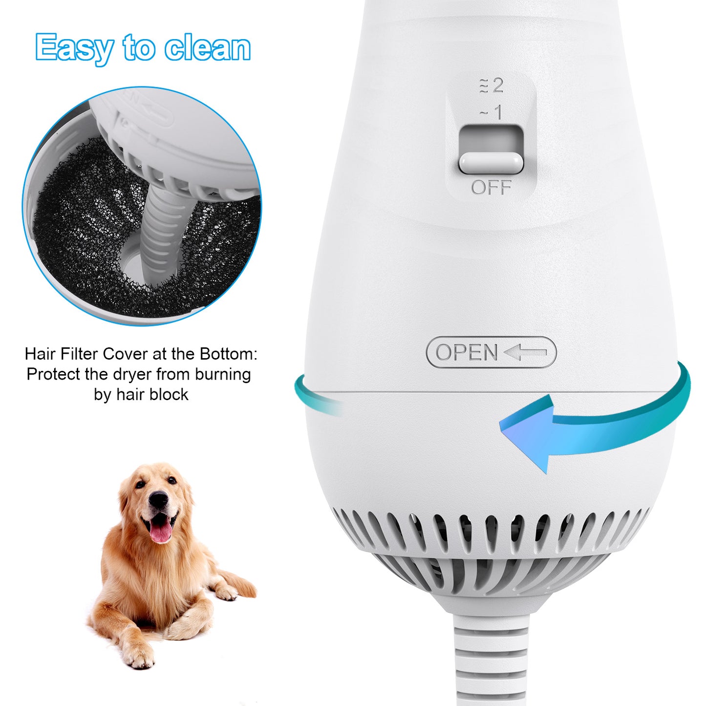 2-In-1 Portable Dog Dryer Dog Hair Dryer And Comb Brush Pet Grooming Cat Hair Comb Dog Fur Blower Low Noise