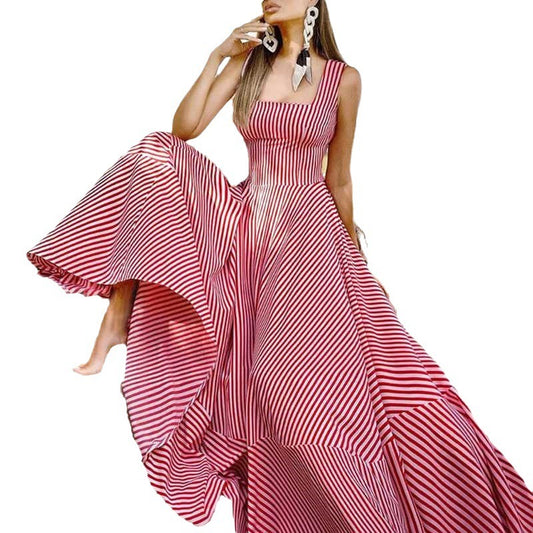 Women's Tank Top Dress Summer New Stripe Slim Fit Sleeveless Dress